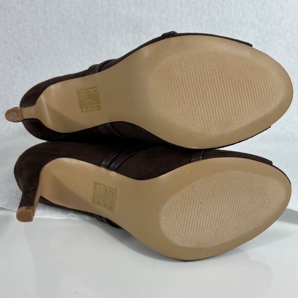 Journee Collection WD-Samara Brown Open-Toe Heeled Booties Women Size 10WD - Picture 9 of 12
